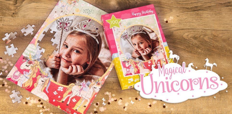 Detské puzzle s jednorožcom s vlastnými fotografiami