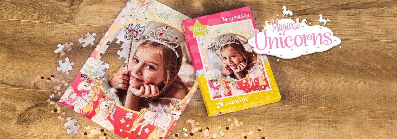 Detské puzzle s jednorožcom s vlastnými fotografiami