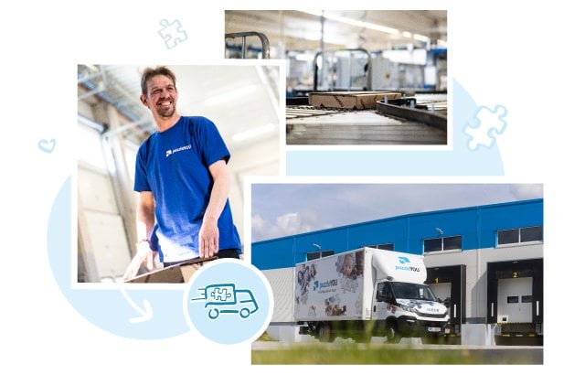 Kompetentní zamestnanci organizujú prepravu puzzle do 23 krajín. V Európe alebo Severnej Amerike: puzzleYOU k vám dorazí v priebehu niekoľkých dní.