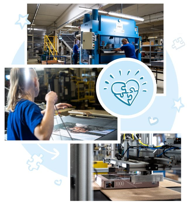 Všetky puzzle a hry navrhnuté našimi zákazníkmi sú vyrezávané presnými nožmi a balené v individuálne navrhnutých krabiciach.